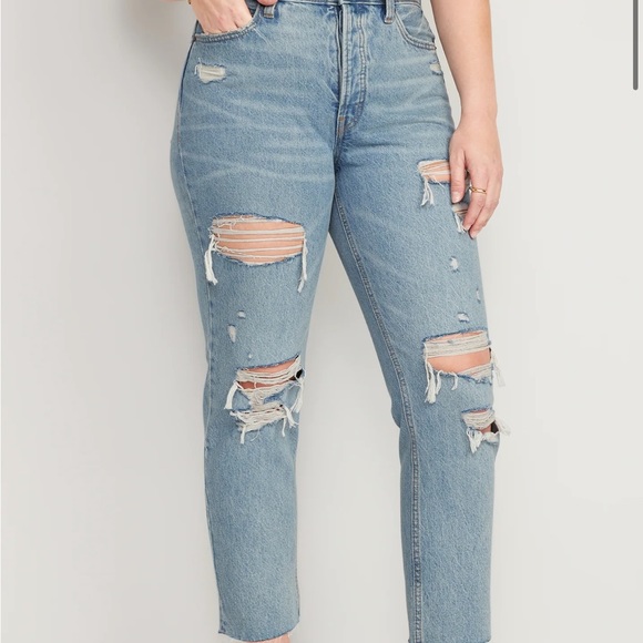 NWT OLD NAVY SKY HIGH STRAIGHT LEG DISTRESS JEAN - Picture 10 of 14